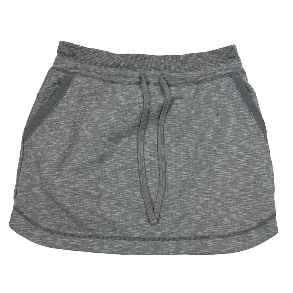 Athleta Techie Terry Drawstring Pull On Skirt Gray - image 1
